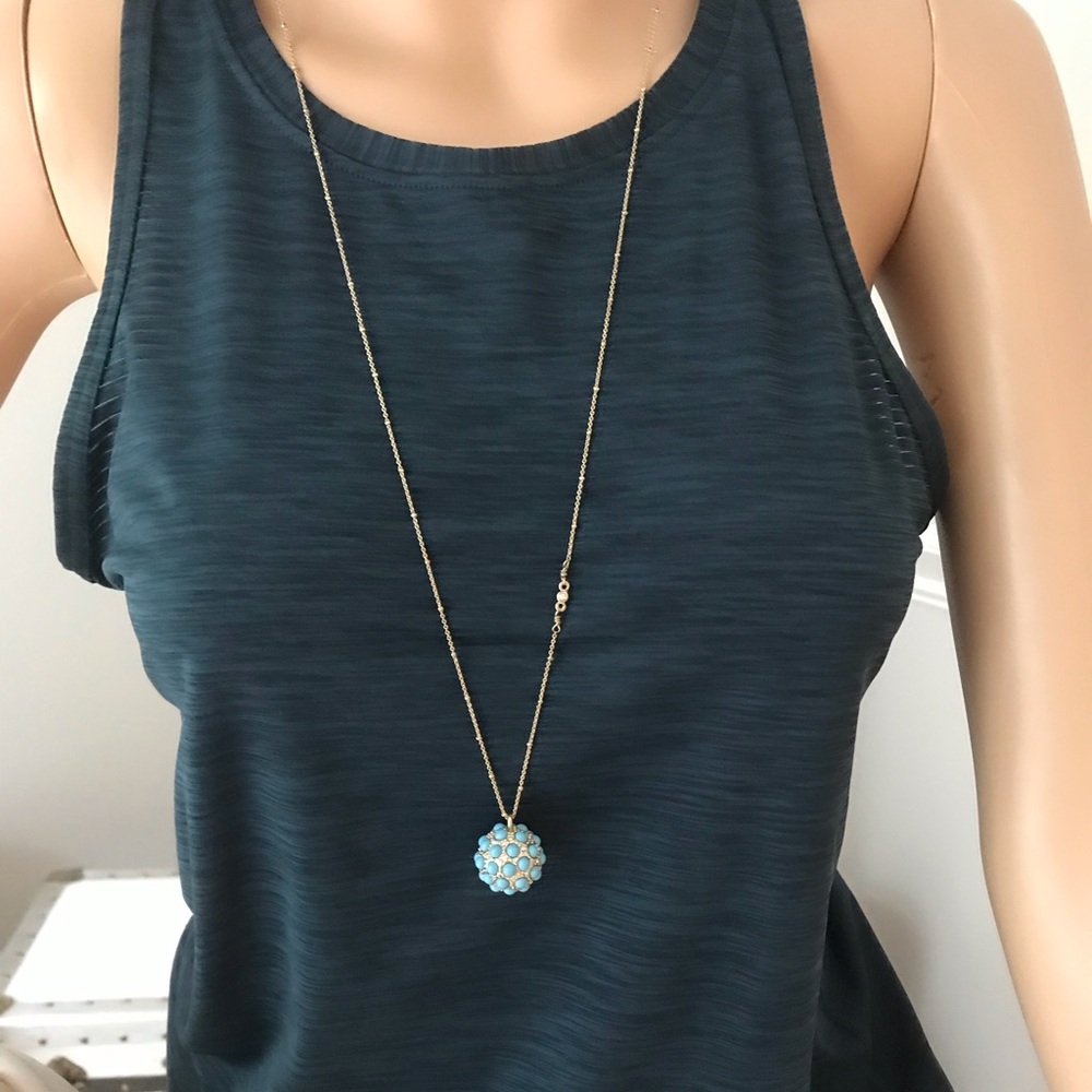 Long Necklace. New with Tags. Gold and Turquoise Blue.